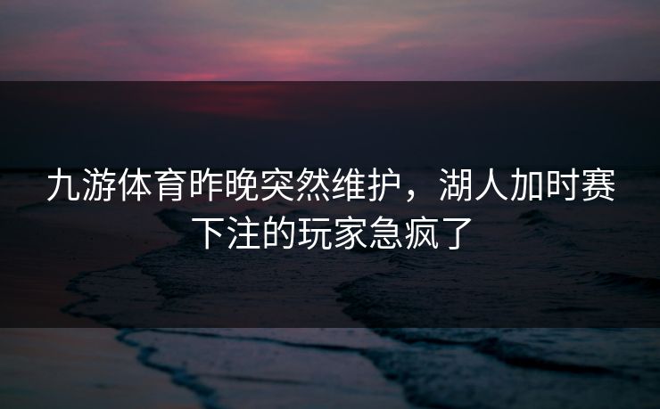 九游体育昨晚突然维护，湖人加时赛下注的玩家急疯了